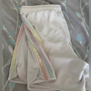 adidas Kids White Shorts with Pastel Stripes